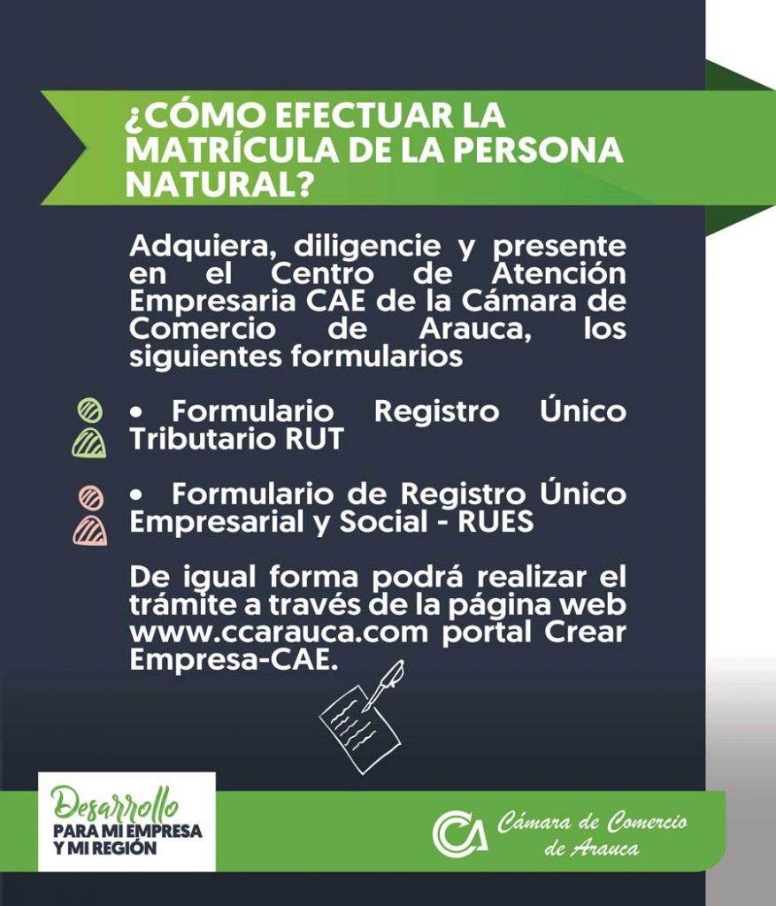 Matrícula de una persona natural | Cámara de Comercio de Arauca