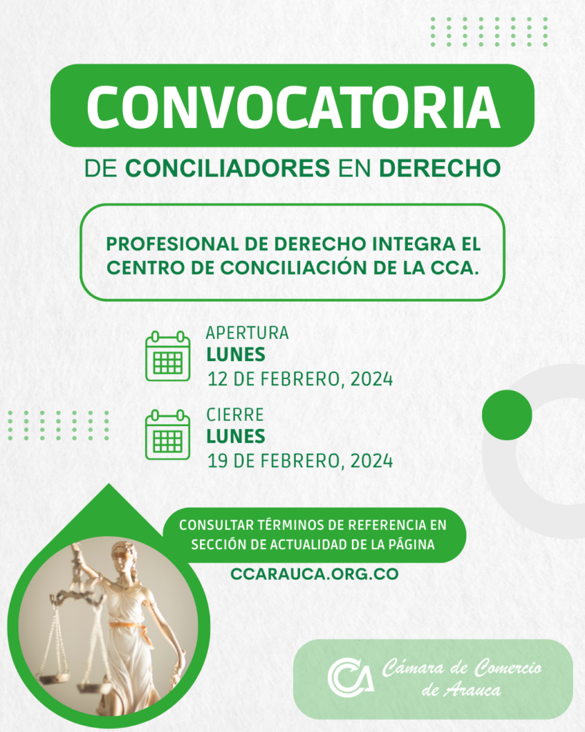 CONVOCATORIA DE CONCILIADORES EN DERECHO - Cámara de Comercio de Arauca