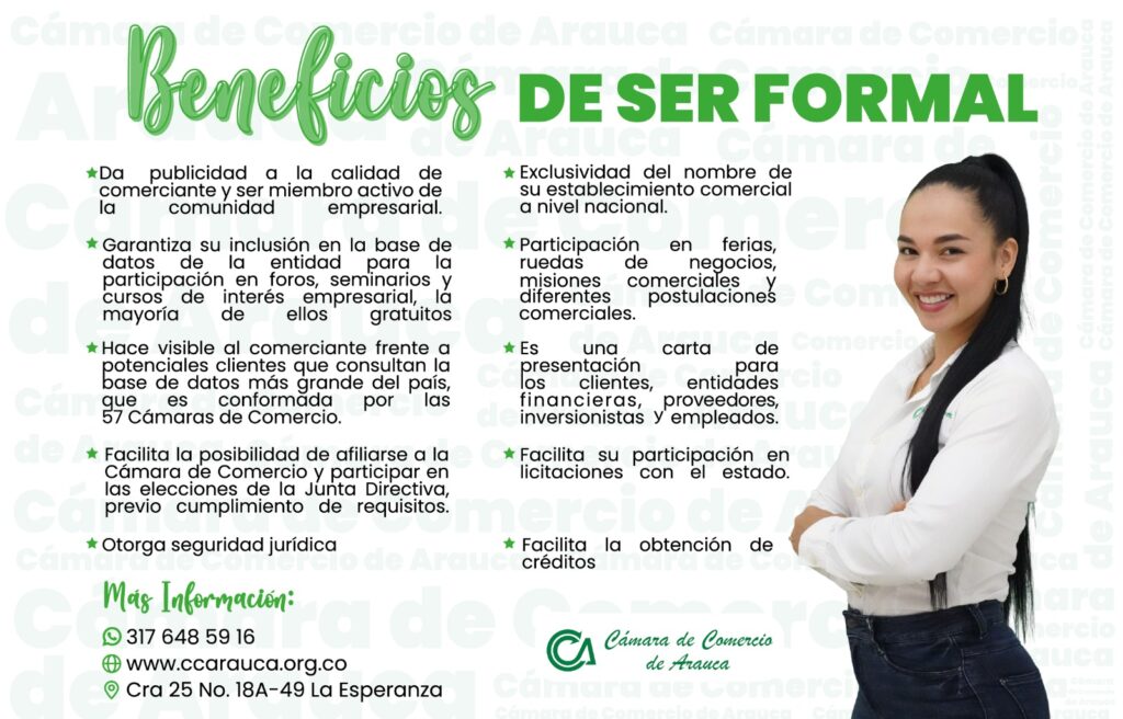 Beneficios de Ser Formal - Cámara de Comercio de Arauca Beneficios de Ser Formal - Cámara de Comercio de Arauca