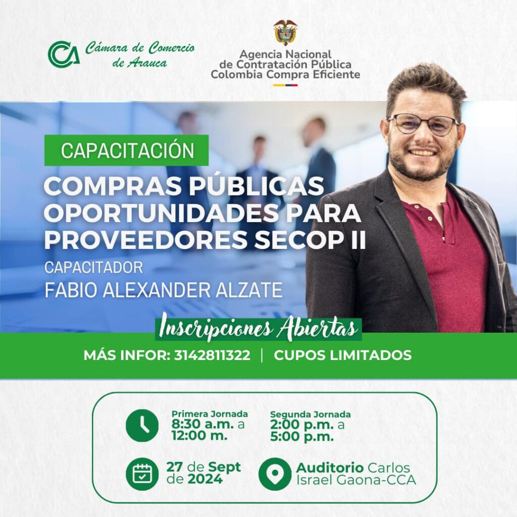 Compras públicas oportunidades para proveedores SECOP II ¡CAPACÍTATE! - Cámara de Comercio de Arauca