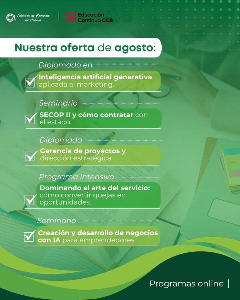 FórmaT: en agosto, abre la puerta al aprendizaje - Cámara de Comercio de Arauca FórmaT: en agosto, abre la puerta al aprendizaje - Cámara de Comercio de Arauca